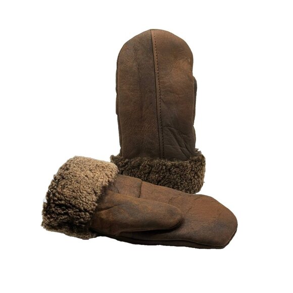 Vintage Shearling Sheepskin Leather Mittens – Winter Fur Mittens - Picture 8 of 11